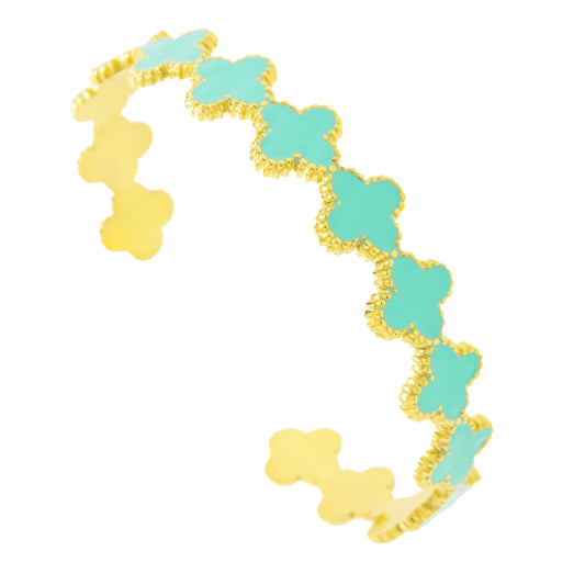 Pulsera Trébol Aguamarina